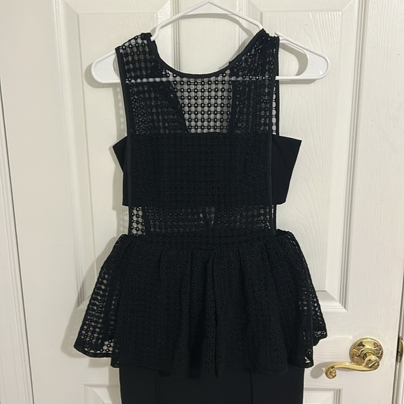 Self-Portrait Black Eyelet Lace Peplum Jumpsuit New Size UK 6, US 2 - Picture 5 of 9